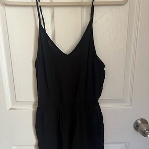 Black Sleeveless V-Neck Romper